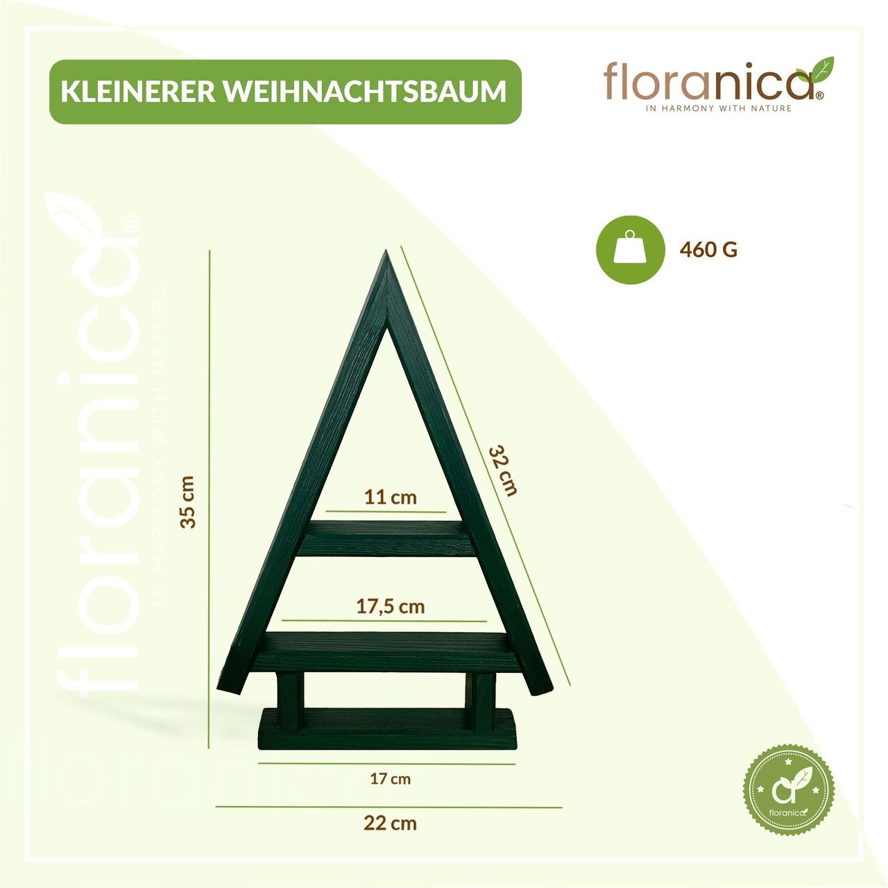 Pemicont Floranica Handgemacht  Holz Baum Weihnachtsbaum Tannenbaum - 2er-Set - Grün