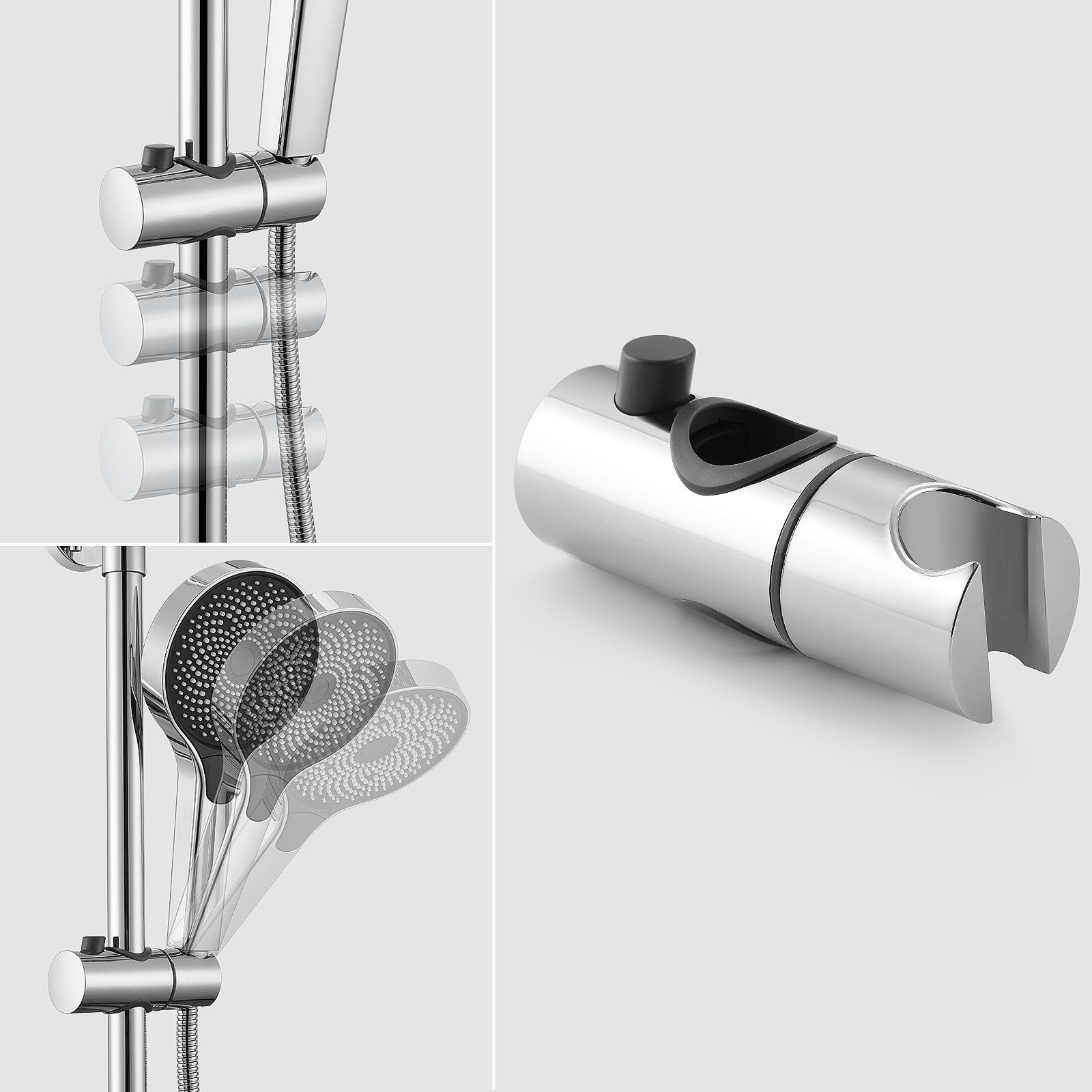 Auralum Duschsystem Duschset Duschkopf-Mischbatterie 2-Funktion Regendusche, Höhenverstellbar, Duscharmatur Komplettset