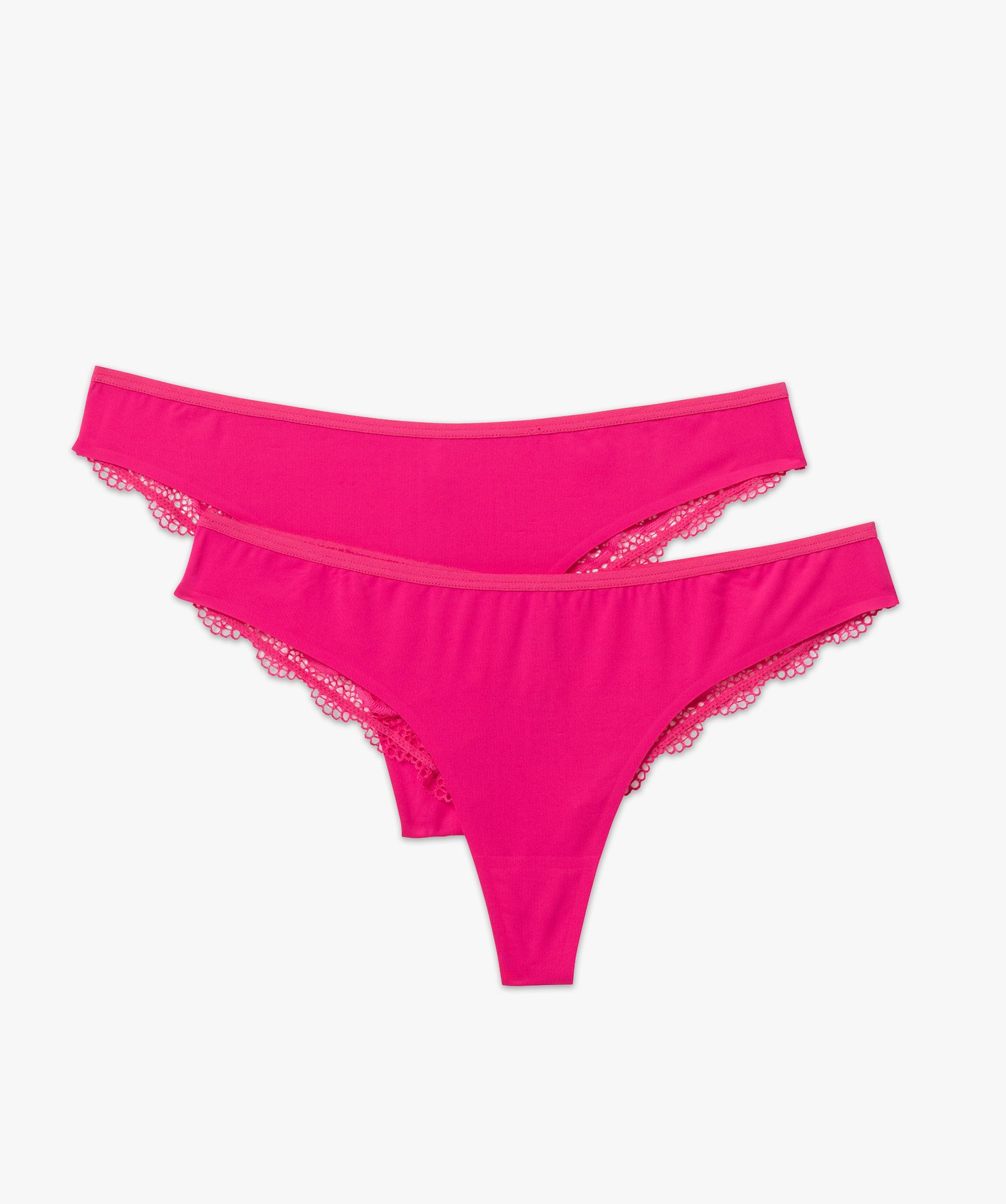 Tanga sans coutures en microfibre et dentelle femme (lot de 2) violet | GEMO
