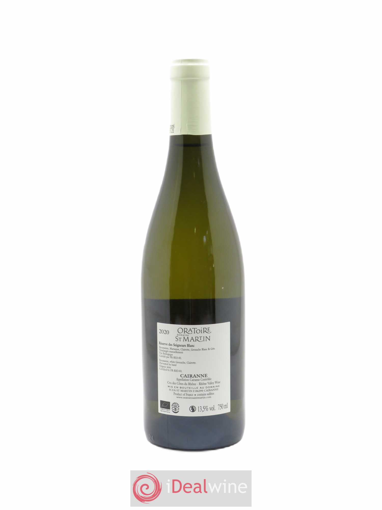 Cairanne Réserve des Seigneurs Oratoire Saint-Martin - Frédéric et François Alary  2020 - Lot de 1 Bouteille