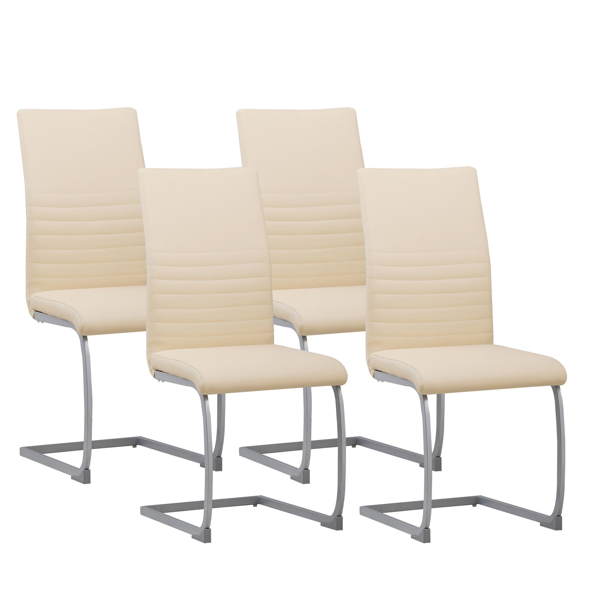 Albatros International Freischwinger Albatros Esszimmerestuhl Küchenstuhl MURANO, Kunstleder Bezug (4er Set, Schwarz), Esszimmerstuhl Schwingstuhl mit modernem Design, dicke Polsterung