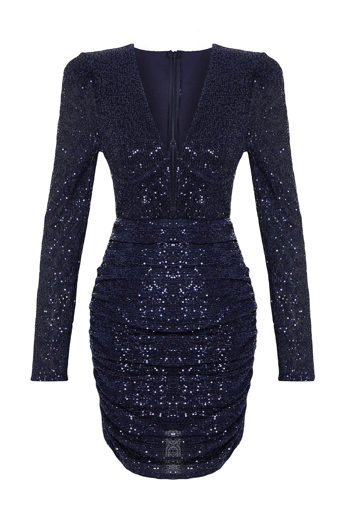 Trendyol Collection  Marineblaues, tailliertes, elegantes Abendkleid mit glänzenden Pailletten TPRAW24EL00159