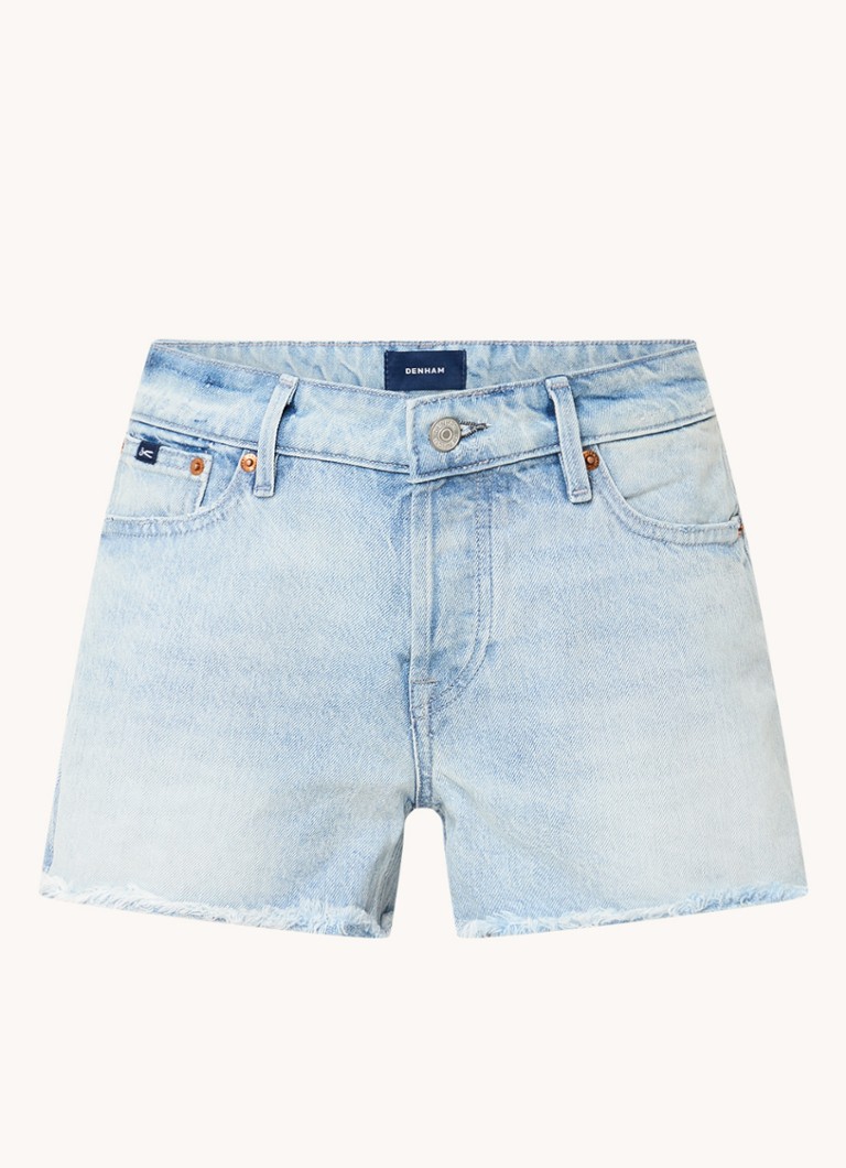 Pantaloni scurți din denim Denham Yuri, cu talie medie, croială slim, spălare deschisă