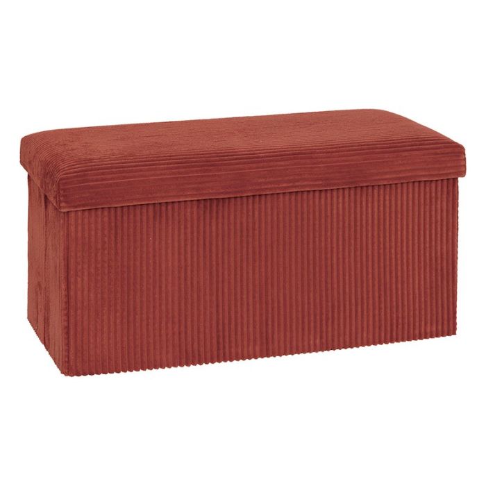 Podwójny aksamitny puf z pojemnikiem – 76x38x38 cm – kolor terakota