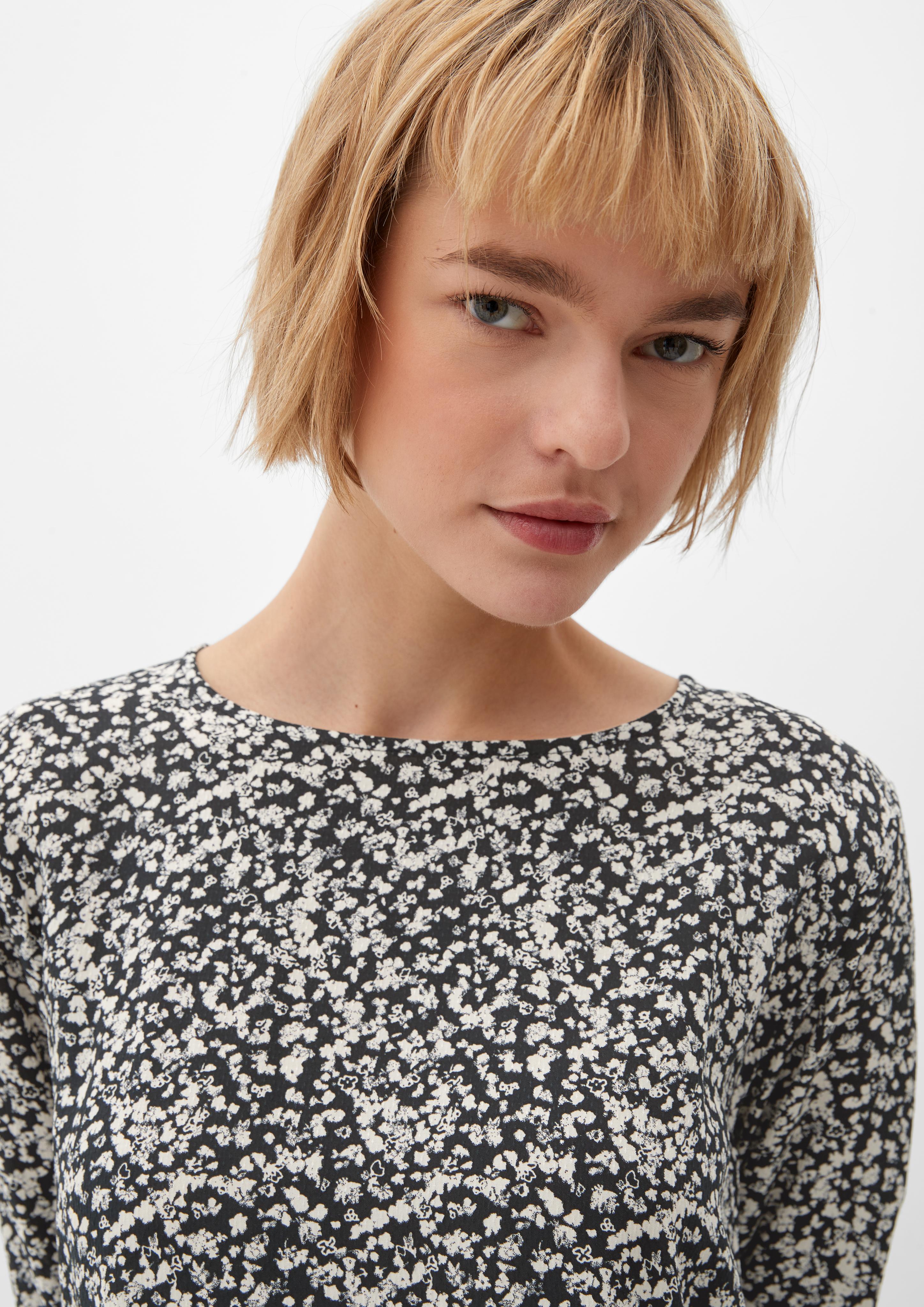 Blusenshirt im Materialmix mit Print  2122526-99A2