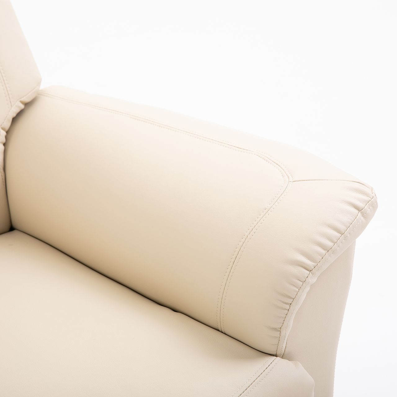 HOMCOM Sessel mit Aufstehhilfe, Verstellbarer Massagesessel Kunstleder Creme