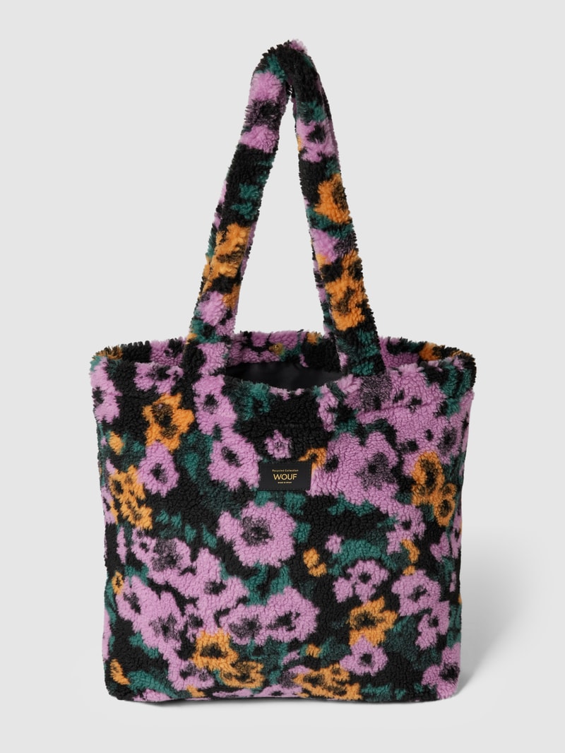 Shopper mit Allover-Muster Modell 'Armel' in marineblau