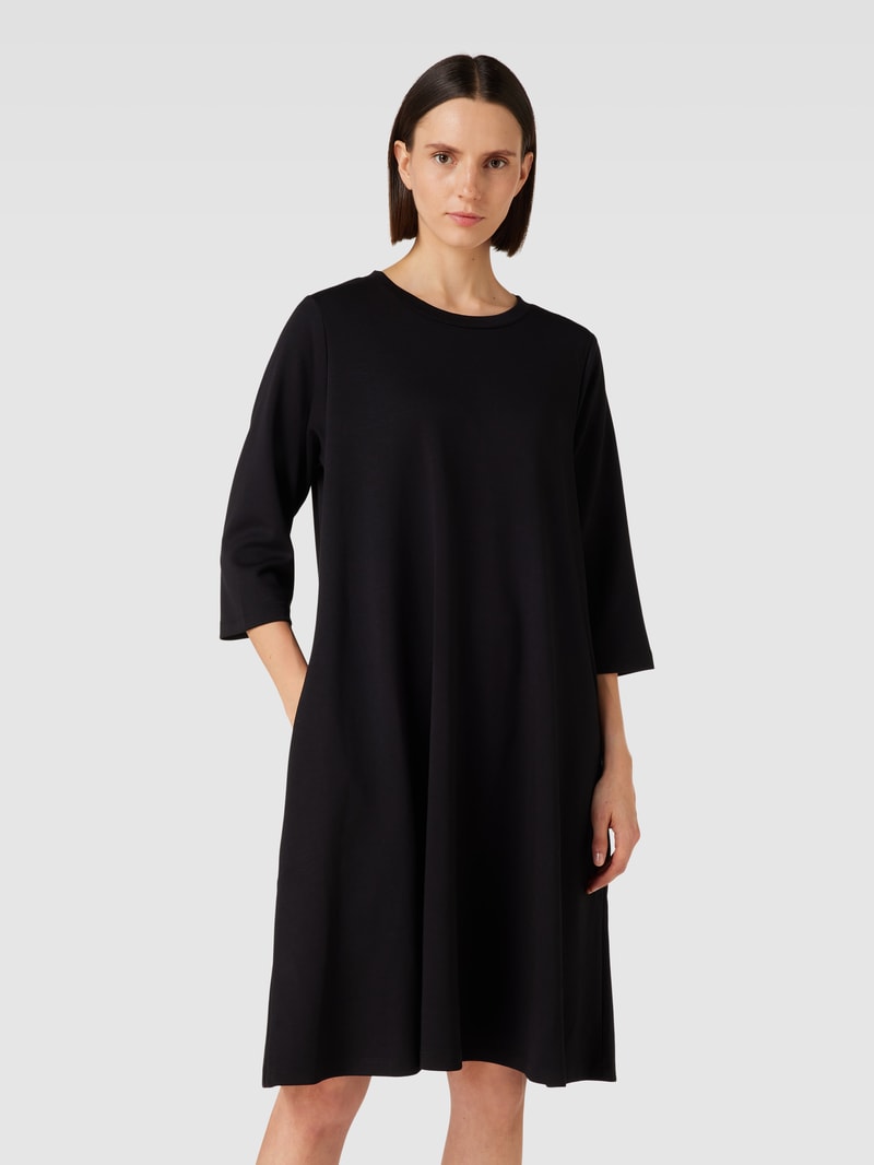 Knielanges Kleid mit 3/4-Arm Modell 'BANU' in schwarz