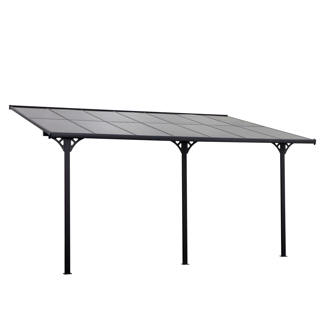 Outsunny Pergola Pavillon 4 x 3 m Gartenpavillon Überdachung Zelt 225-270 cm höhenverstellbar Sonnenschutz Terrassendach Anbaupavillion Aluminium Grau