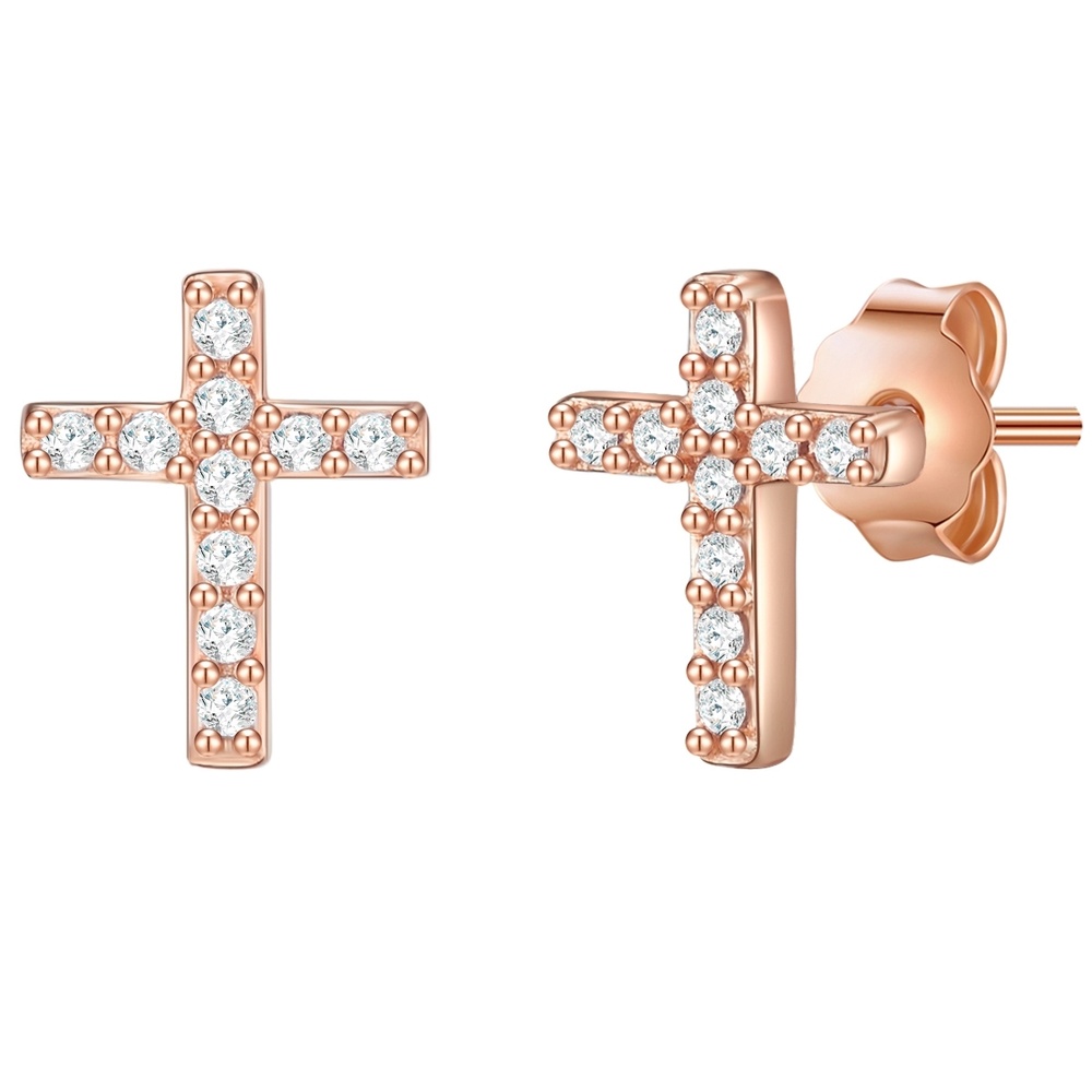Glanzstücke München Puces d'oreilles en argent Croix Argent sterling Topaze en Or rose Boucles d'oreilles