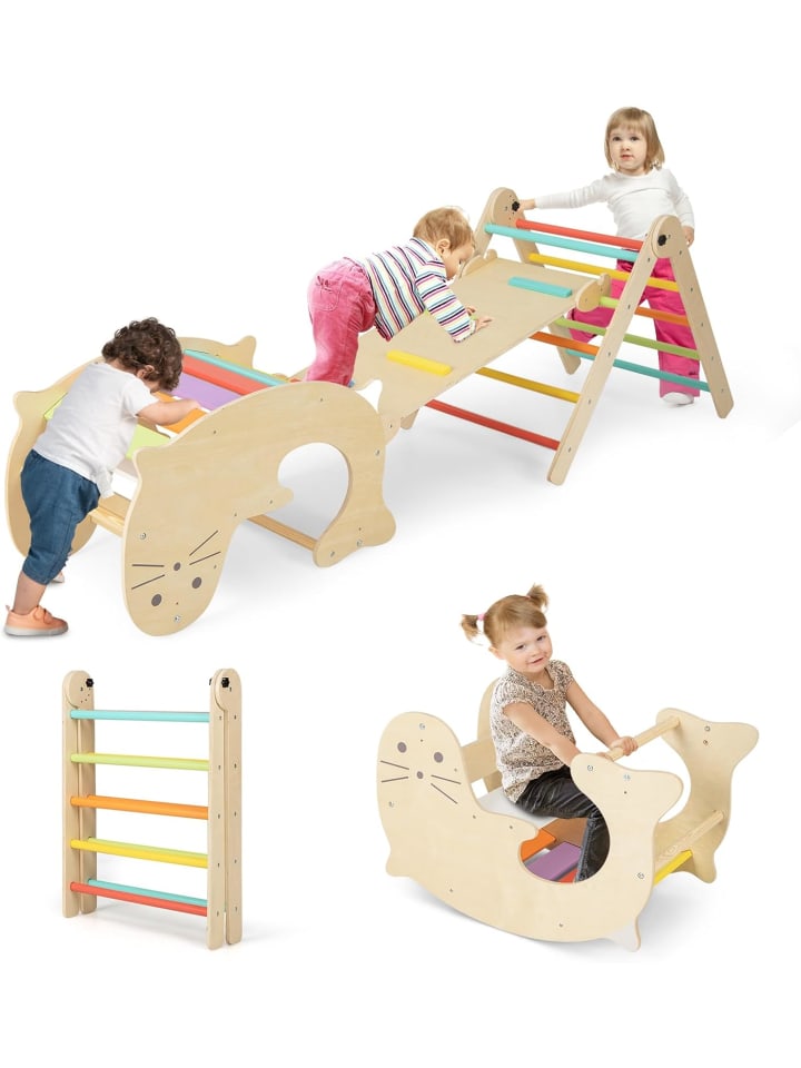 COSTWAY 7 in 1 Kletterdreieck mit Rutsche in Bunt günstig kaufen onesize