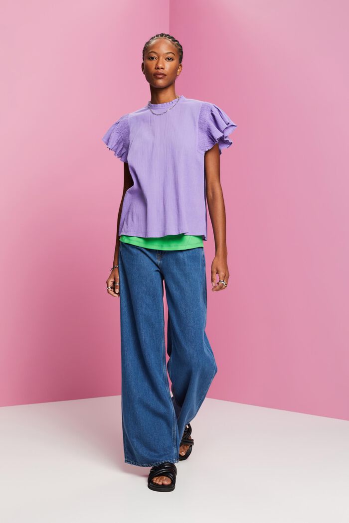 Baumwollbluse mit Volantärmeln