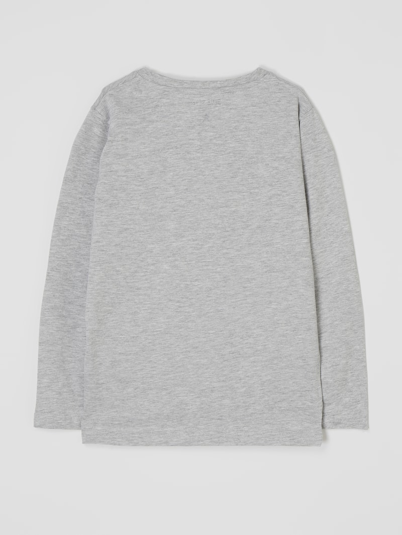 Longsleeve mit Print in hellgrau meliert