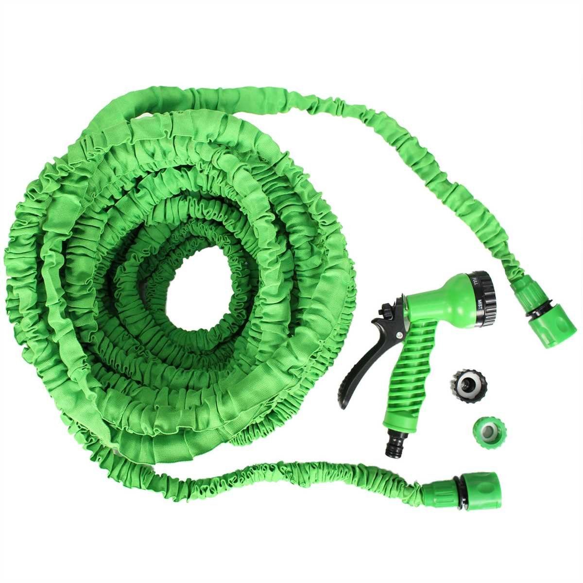 TRESKO Gartenschlauch Flexibler Wasserschlauch Garten kein verknoten, dehnbarer Flexischlauch Multifunktionsbrause mit 7 Funktionen