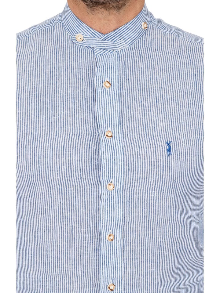 Almsach Stehkragenhemd 901LI-LA in blau günstig kaufen