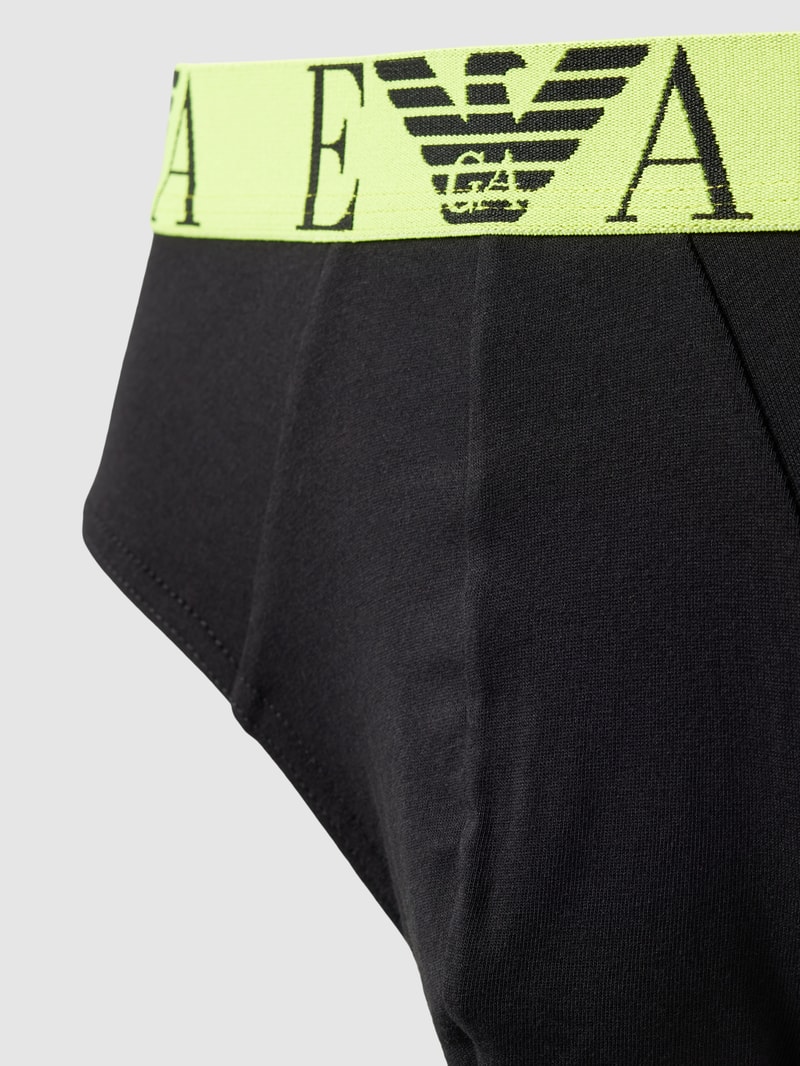 Pants mit elastischem Label-Bund im 3er-Pack in schwarz