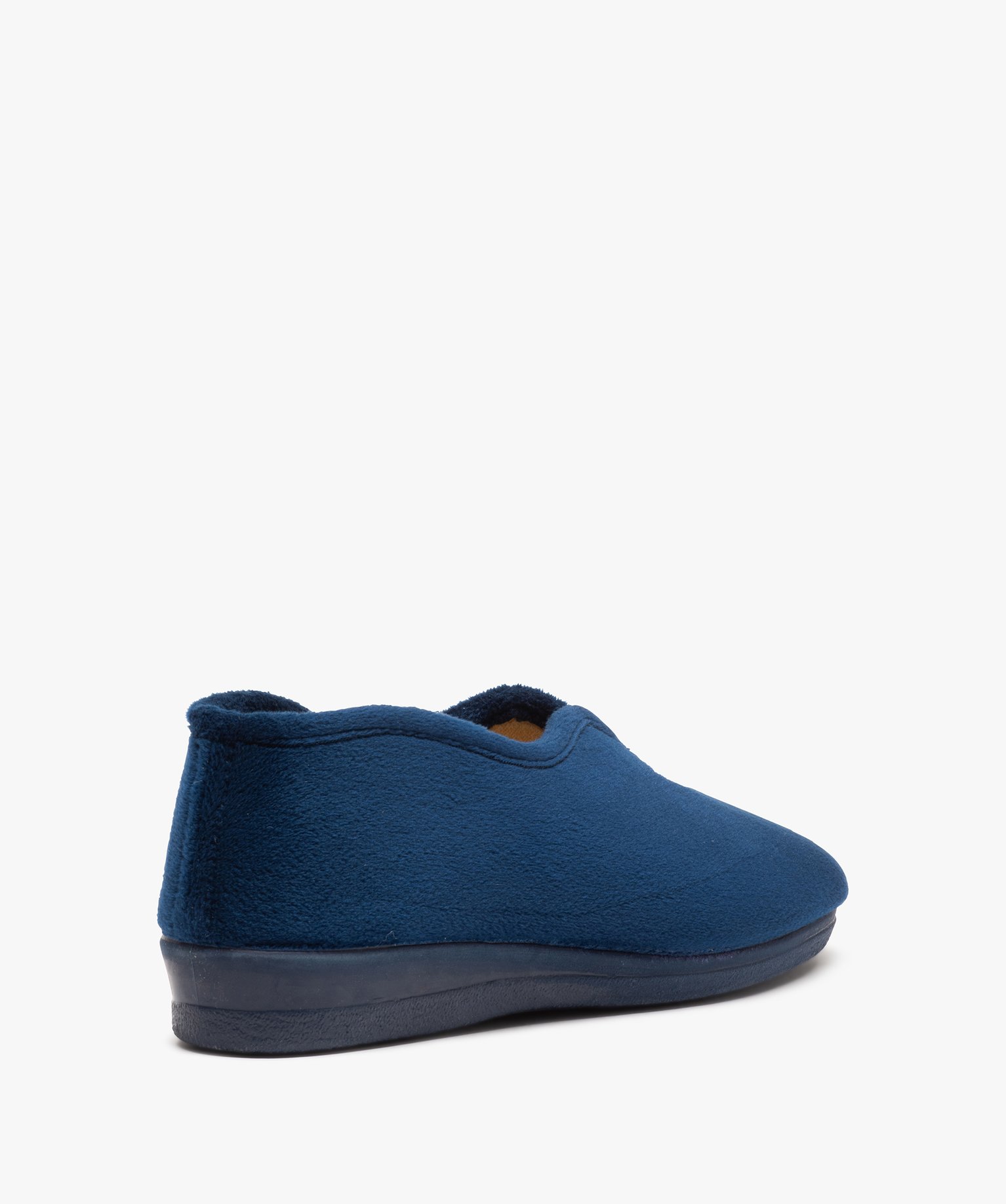 Chaussons femme confort en velours uni bleu | GEMO