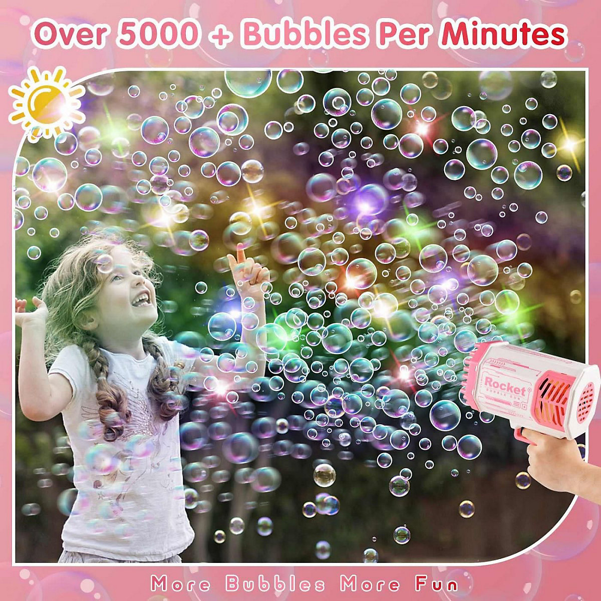 Seifenblasenmaschine Bubble Machine Elektrische Wasserpistole Outdoor Spielzeug - 69 Löcher Seifenblasen Hochzeit Toy Gun Mit Lichtern - Bubble Für Halloween Party Hochzeit Bubble 69 Loch Seifenblas