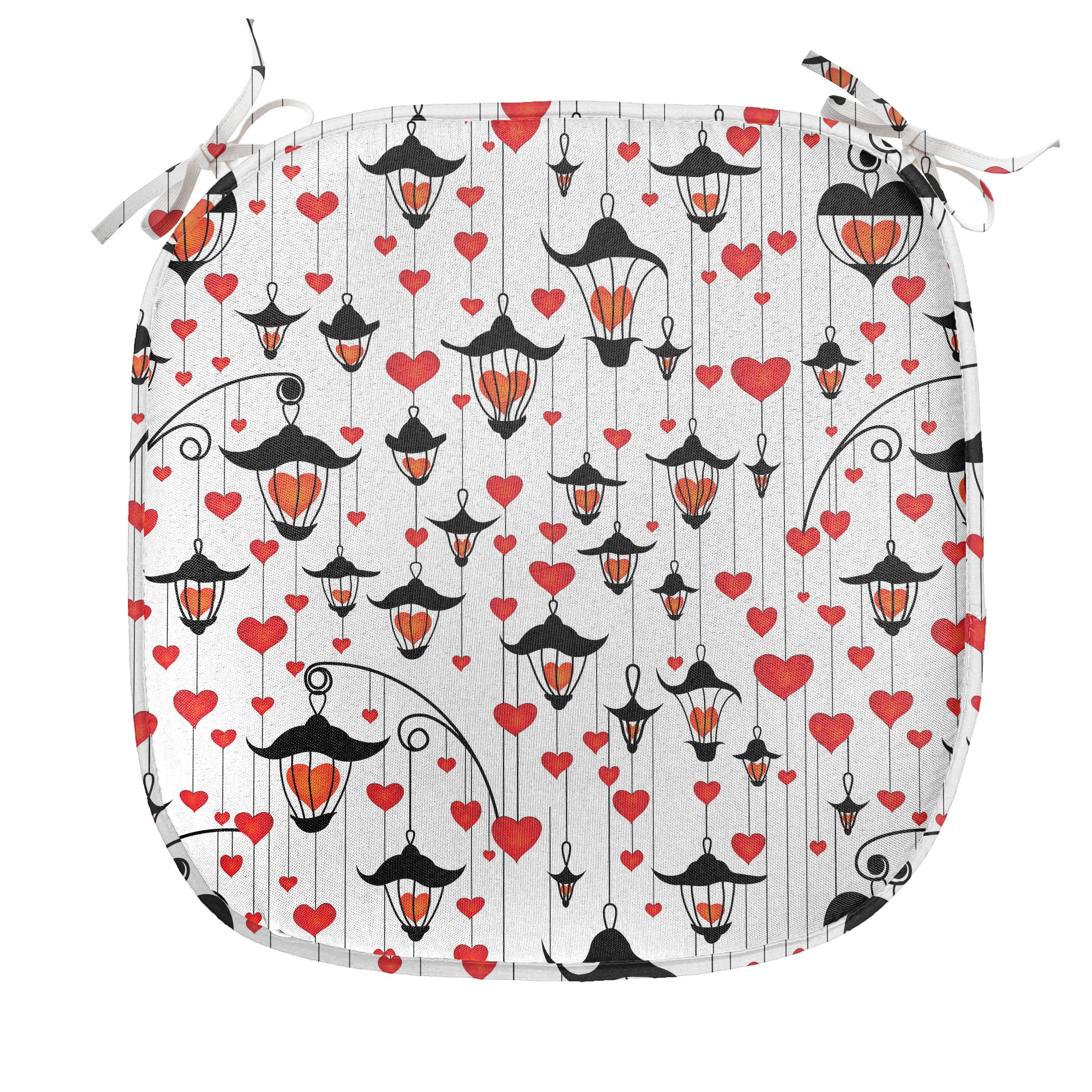 Abakuhaus Stuhlkissen Dekoratives wasserfestes Kissen mit Riemen für Küchensitze, Valentines Laternen und Herzen