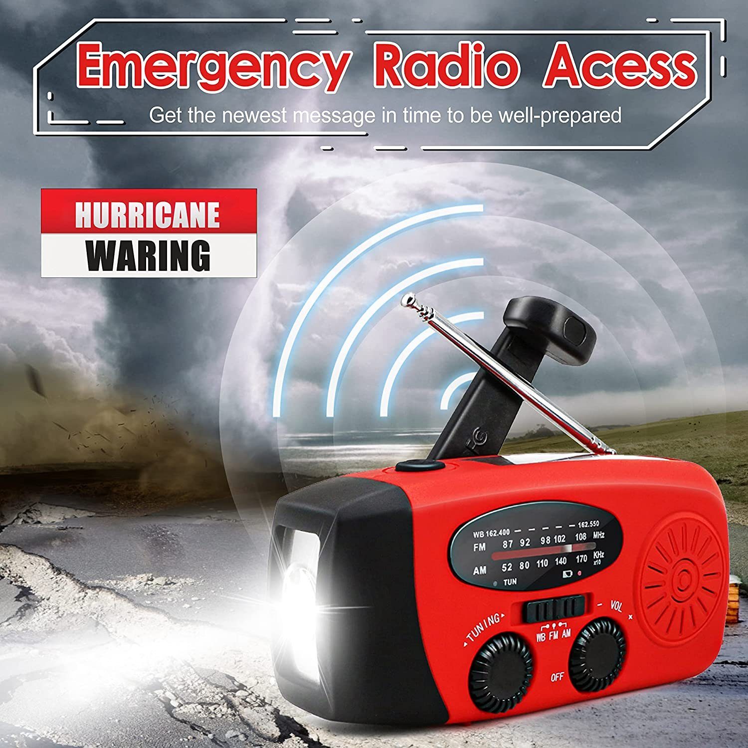 Mutoy Radio, Digitalradios, Solarradio,Tragbares Notradio 2000mAh AM/FM Digitalradio (DAB) (Notstromversorgung, Handkurbel, SOS-Alarm, FM-TunerUKW-Radio)