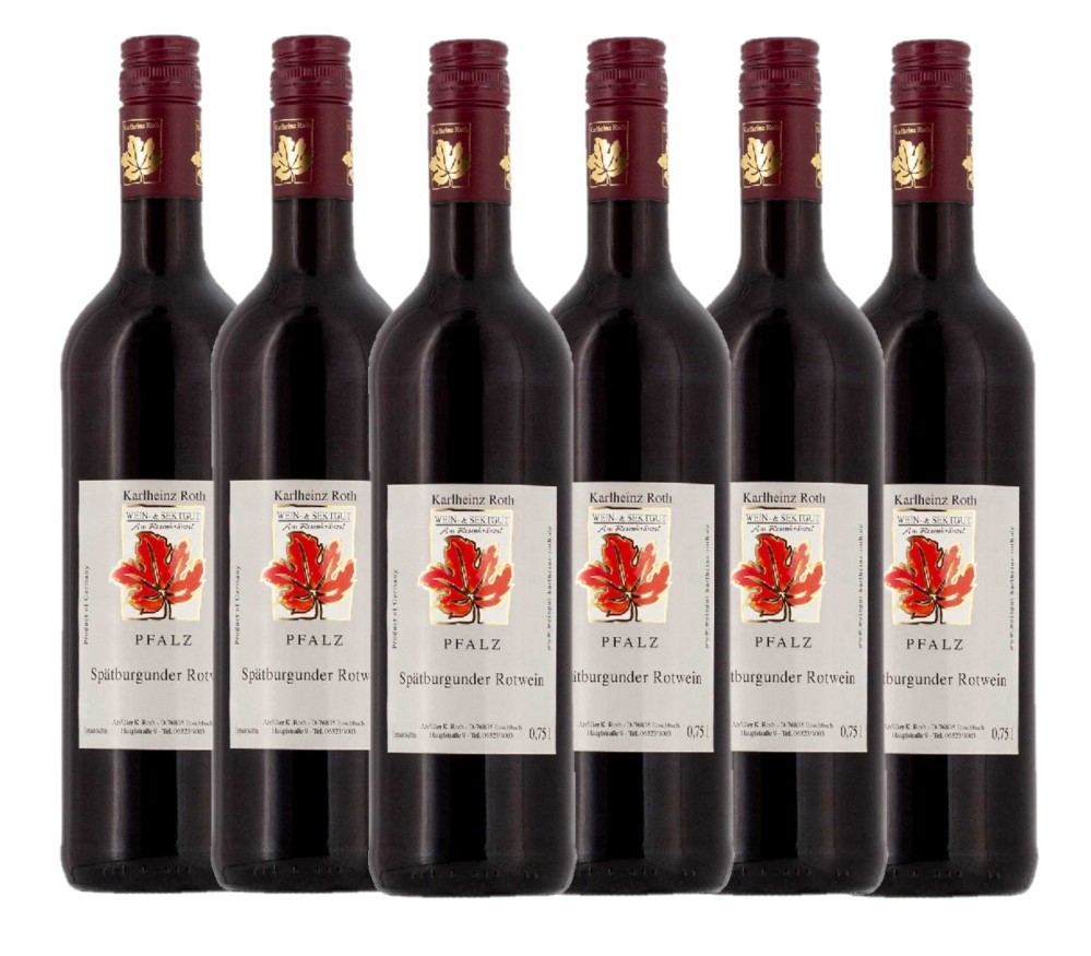 Wein- & Sektgut Karlheinz Roth Weingut Karlheinz Roth Spätburgunder Rotwein QbA halbtrocken 2021 - 6er Karton