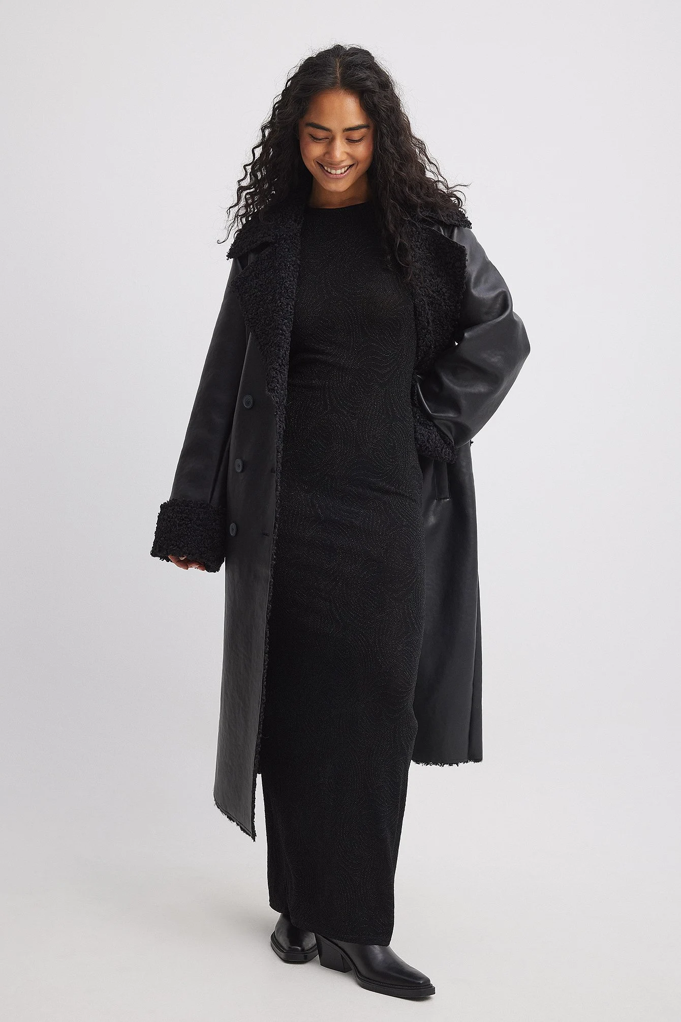Ärmelloses Jacquard-Maxikleid mit Glitzer