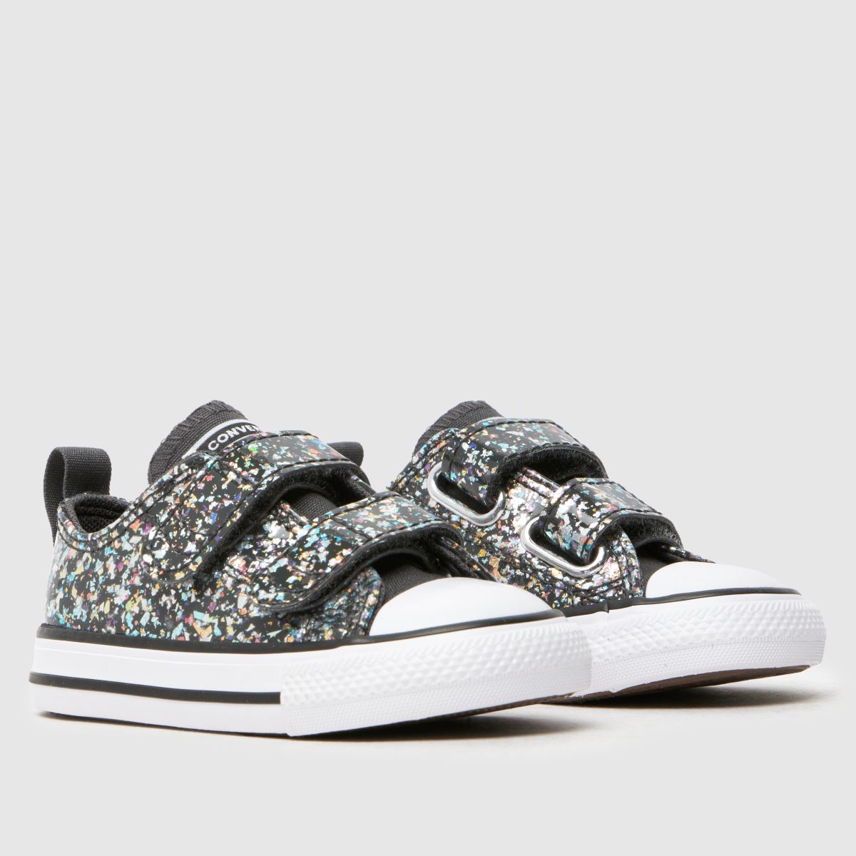Converse svarta multifärgade All Star 2v glitter flickor småbarnssneakers