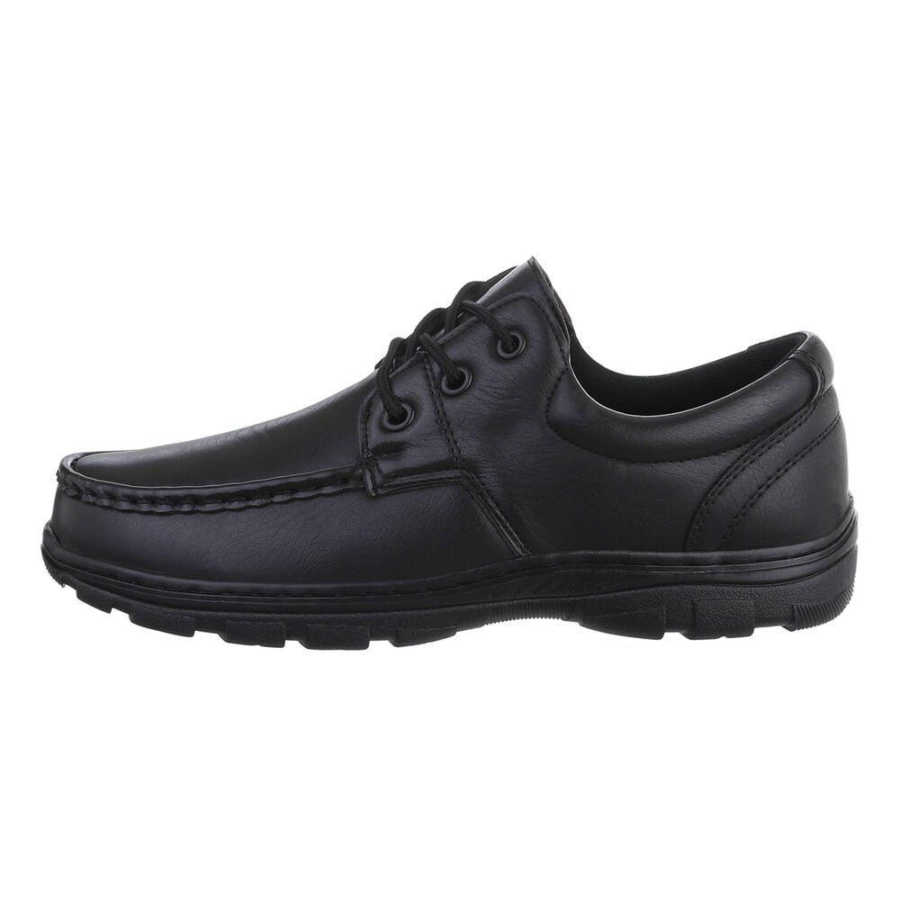 Ital-Design Herren Schnürschuhe Elegant Schnürschuh Flach Schnürer in Schwarz