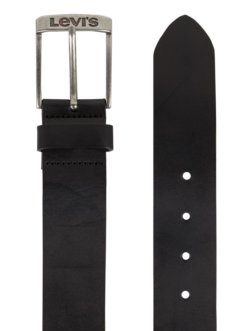 Ledergürtel mit Dornschließe in schwarz