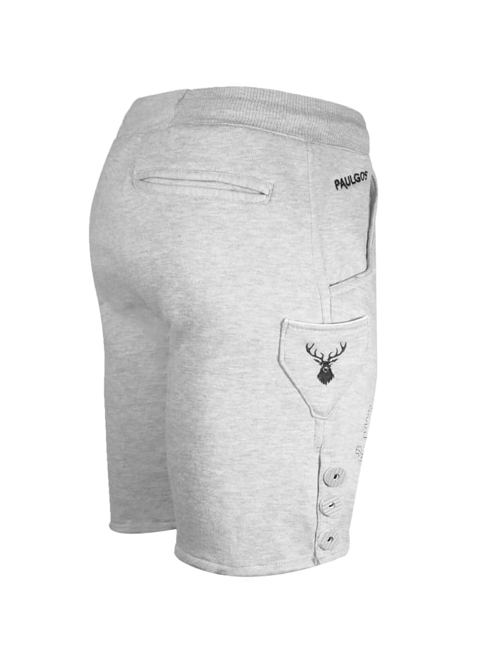 PAULGOS Jogginghose Design Trachten Lederhose Bermuda Shorts Kurz JOK5 in Hellgrau günstig kaufen