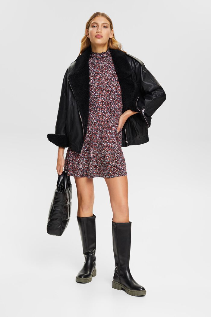 Midikleid aus Crêpe mit Allover-Muster