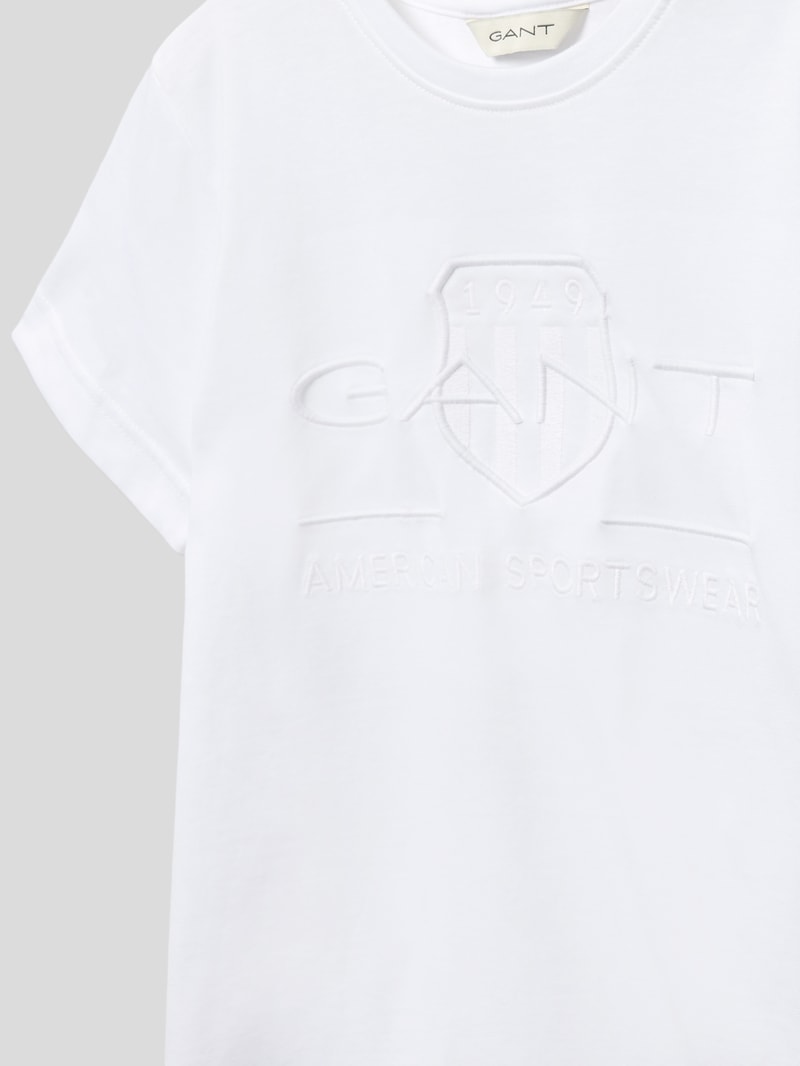 T-Shirt mit Label-Stitching Modell 'TONAL' in weiß