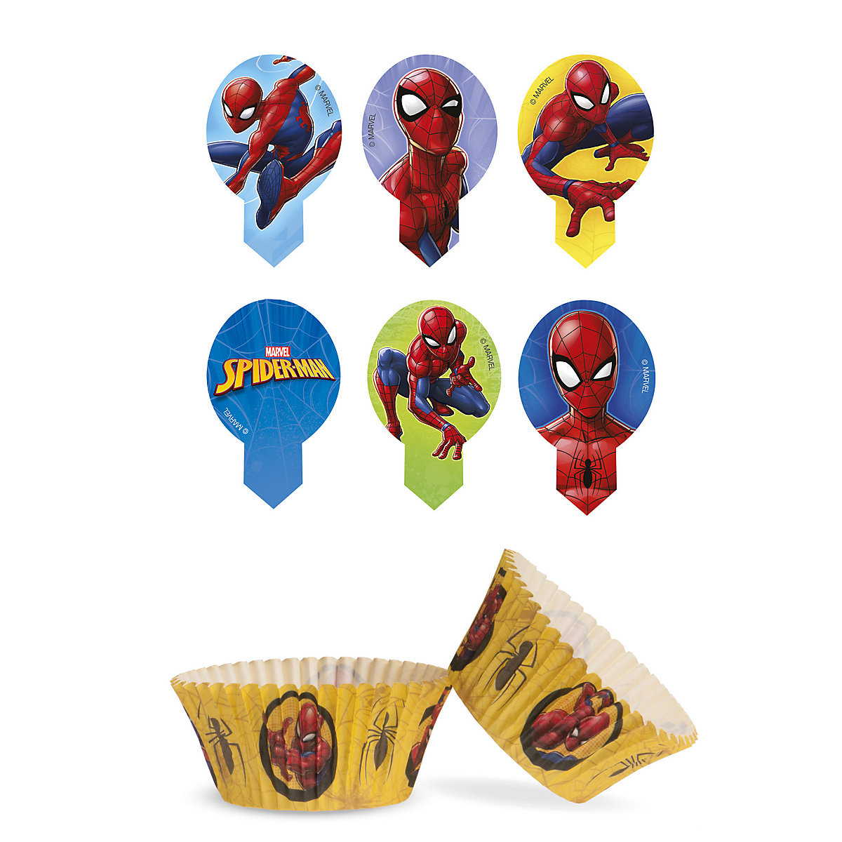 2er Set Spiderman Essbare Einstecker + Muffinschalen