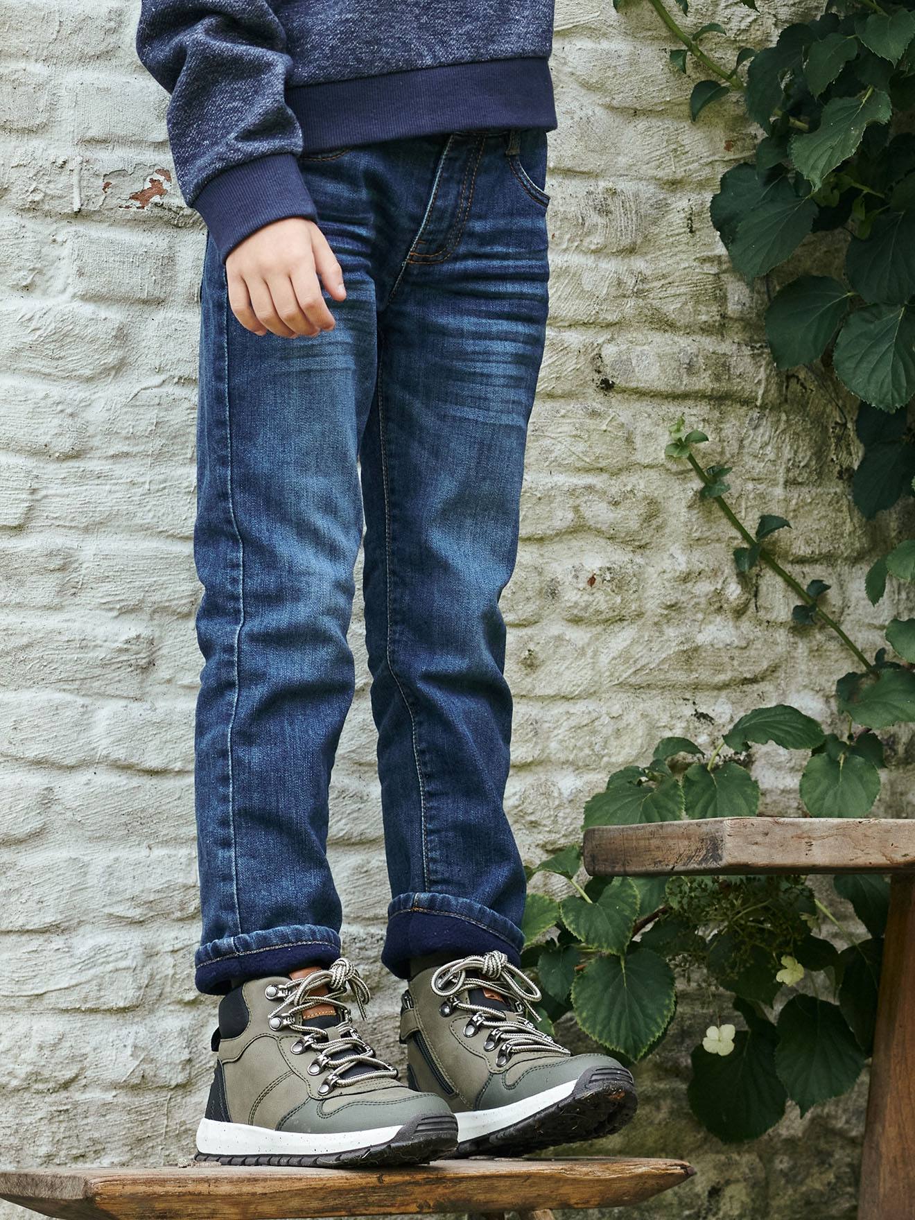 Jean droit indestructible doublé polaire garçon denim brut