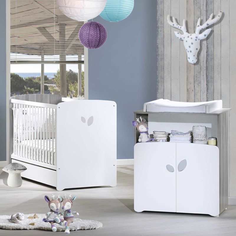 Chambre bébé 2 pièces LEAF lit et commode