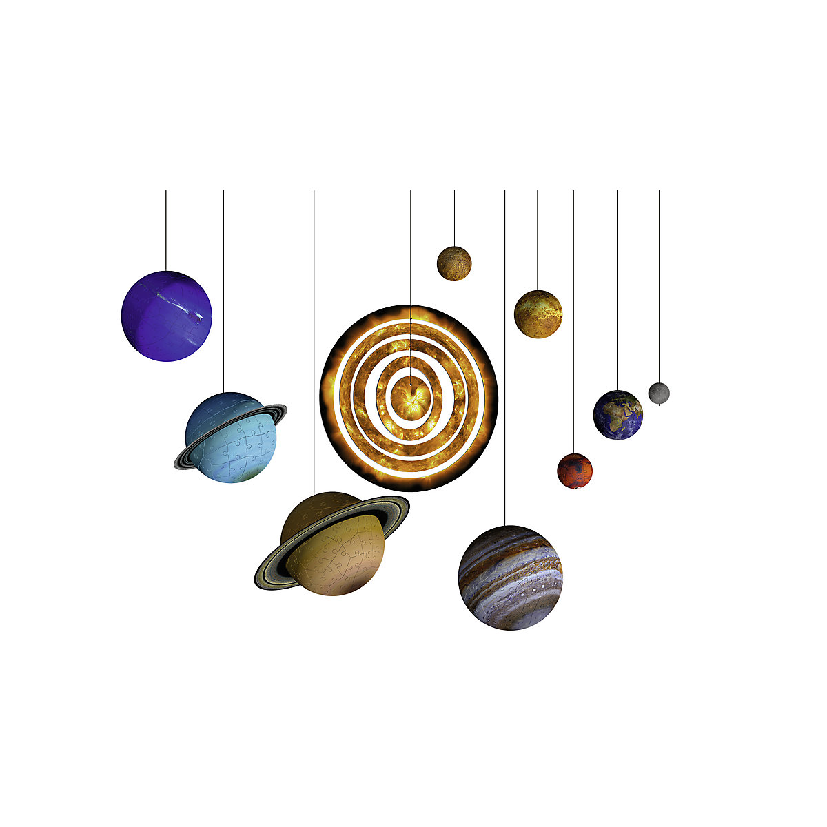 8-tlg. Set 3D-Puzzleball® Planetensystem, Ø5-15 cm, 522 Teile