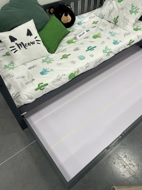 VIPACK Bettschublade für Hausbett Serie Dallas Fa. Vipack, 90 x 190 cm, Ausf. Kiefer anthrazit