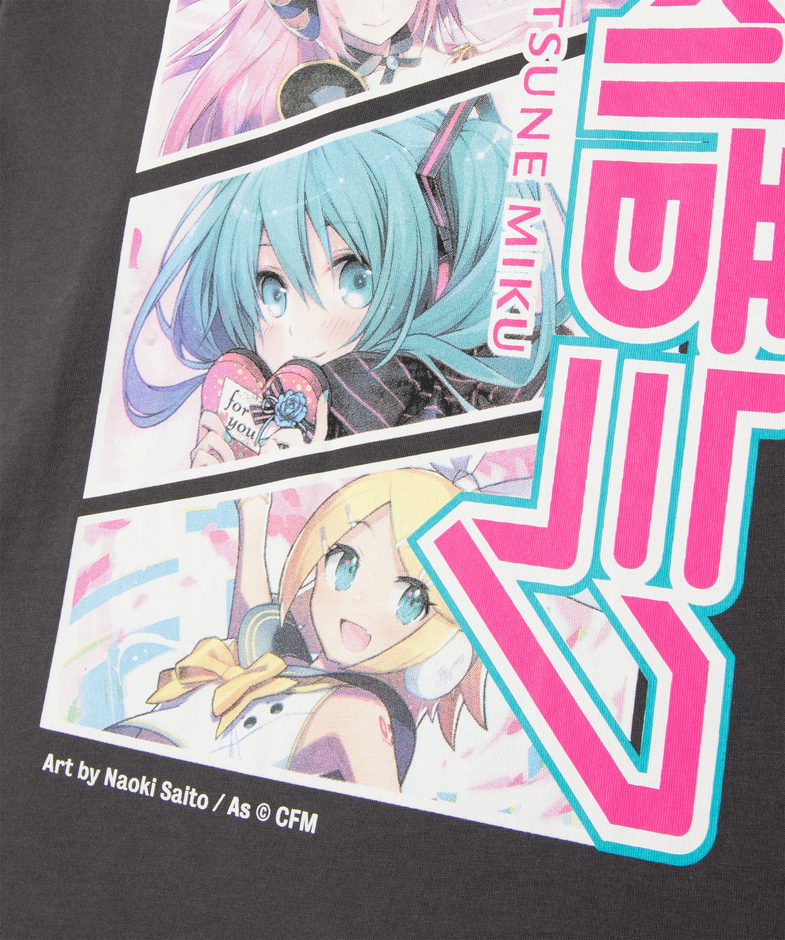 Tee-shirt fille à manches courtes coupe ample - Hatsune Miku gris fonce | GEMO