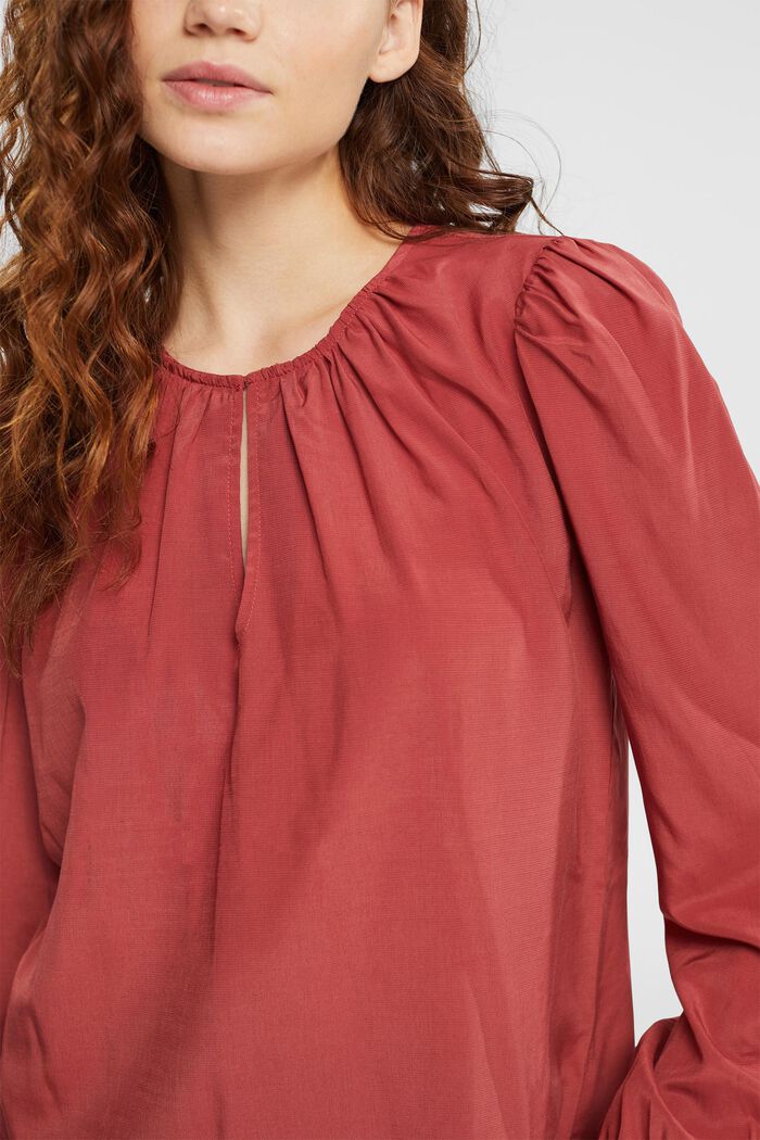 Bluse mit Keyhole-Detail, LENZING™ ECOVERO™