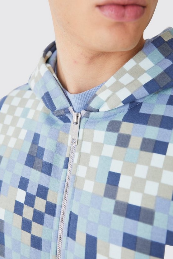 Kastiges Oversize Camouflage Oberteil mit Reißverschluss