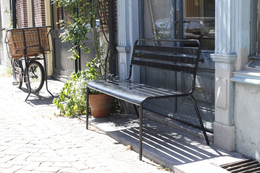 MaximaVida Max 120 cm schwarze Metall Gartenbank
