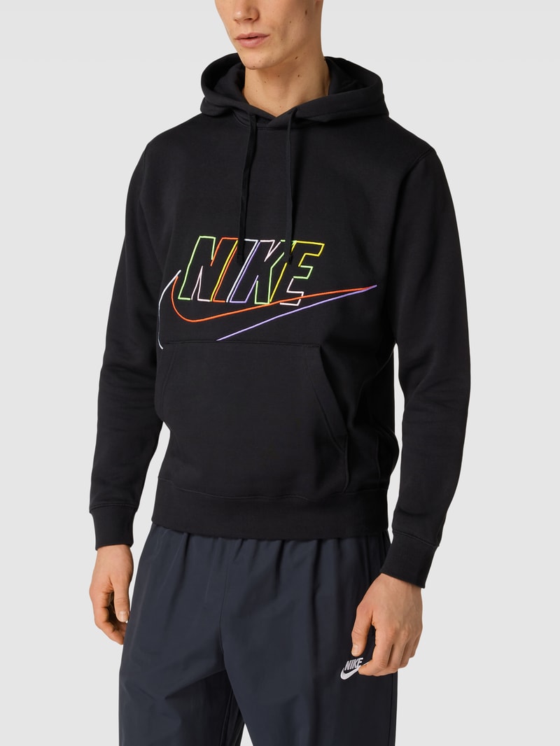 Hoodie mit Label-Stitching Modell 'CLUB' in schwarz