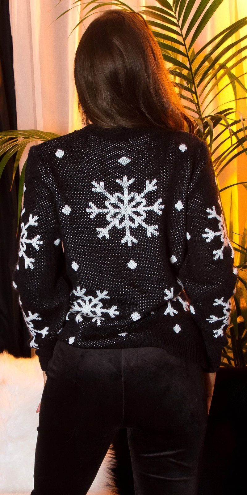 Koucla Weihnachtspullover Strickpullover mit Rundhalsausschnitt und Rentier-Motiv