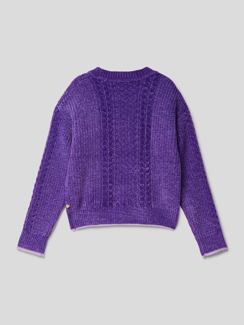 Strickpullover mit Rundhalsausschnitt in lila