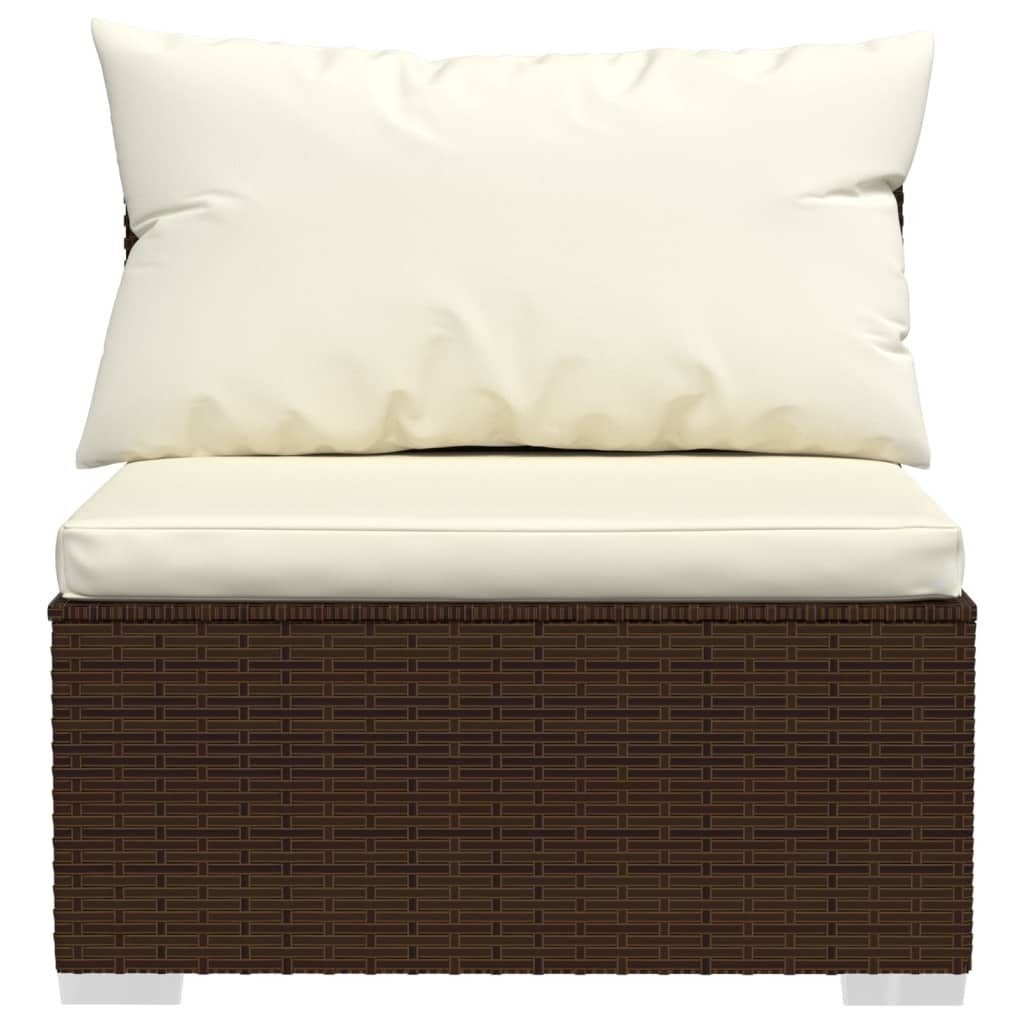 vidaXL Gartenlounge-Set 4-tlg. Garten-Lounge-Set mit Auflagen Poly Rattan Braun, (1-tlg)