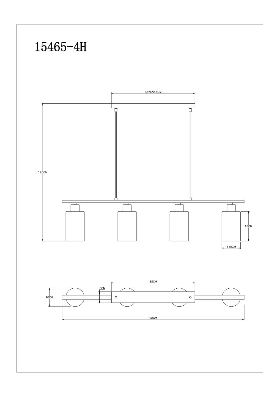 Globo Lighting - HADERA - Hängeleuchte Metall schwarz matt, 4x E27