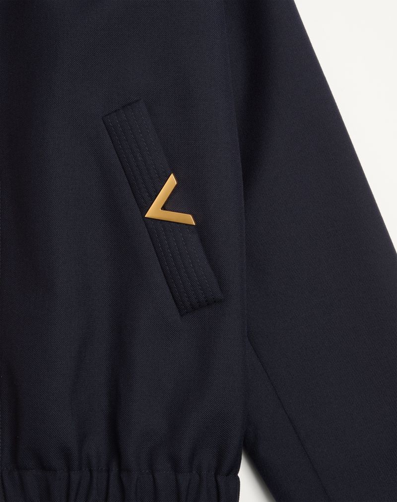 Valentino Nylon Bomberjakke Med Guldfarvede Sidelommer