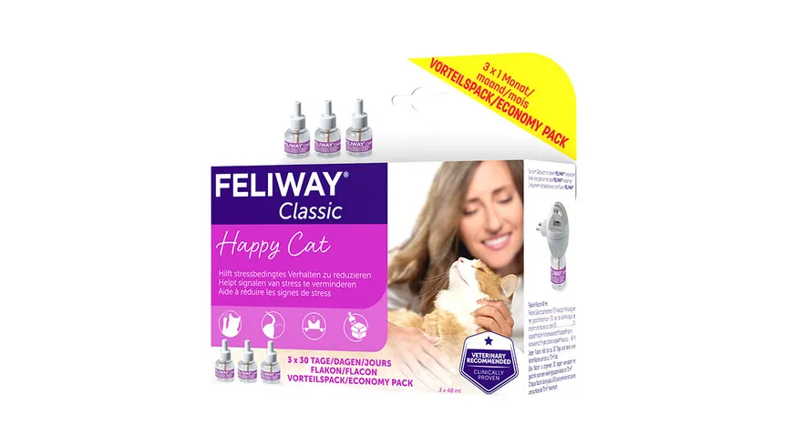 Feliway Katzenzubehör Classic 3x30 Tage Nachfüllflakon 144 ml