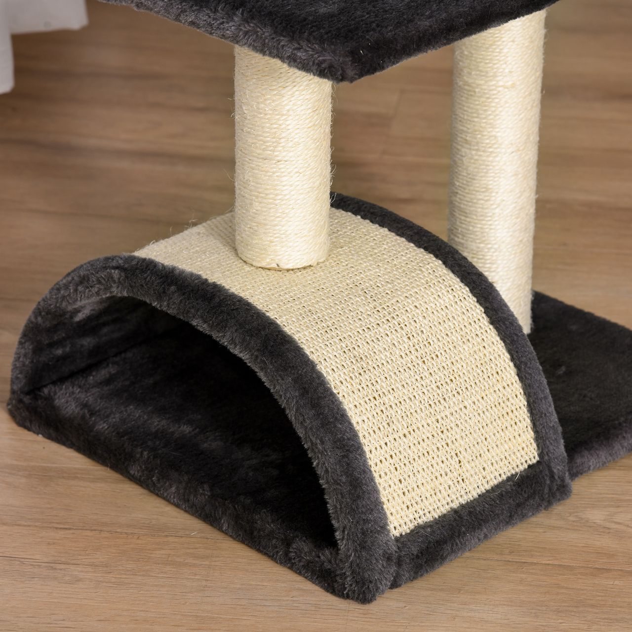PawHut Kratzbaum mit Kratzbrett Katzenbaum Kletterbaum für Katzen E1 MDF Sisal Plüsch Dunkelgrau 40 x 35 x 72 cm