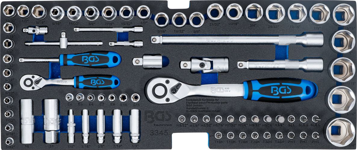Module d'insertion pour étui BGS 3345, jeu de clés à douille BGS 3312, tailles 6,3 mm (1/4